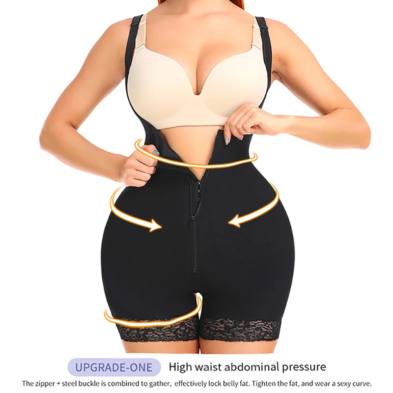 Slimming Shapewear for Women Postpartum Tummy Control Body Shaper Butt Lifter Bodysuit Zipper Open Bust Open Crotch Corset Fajas