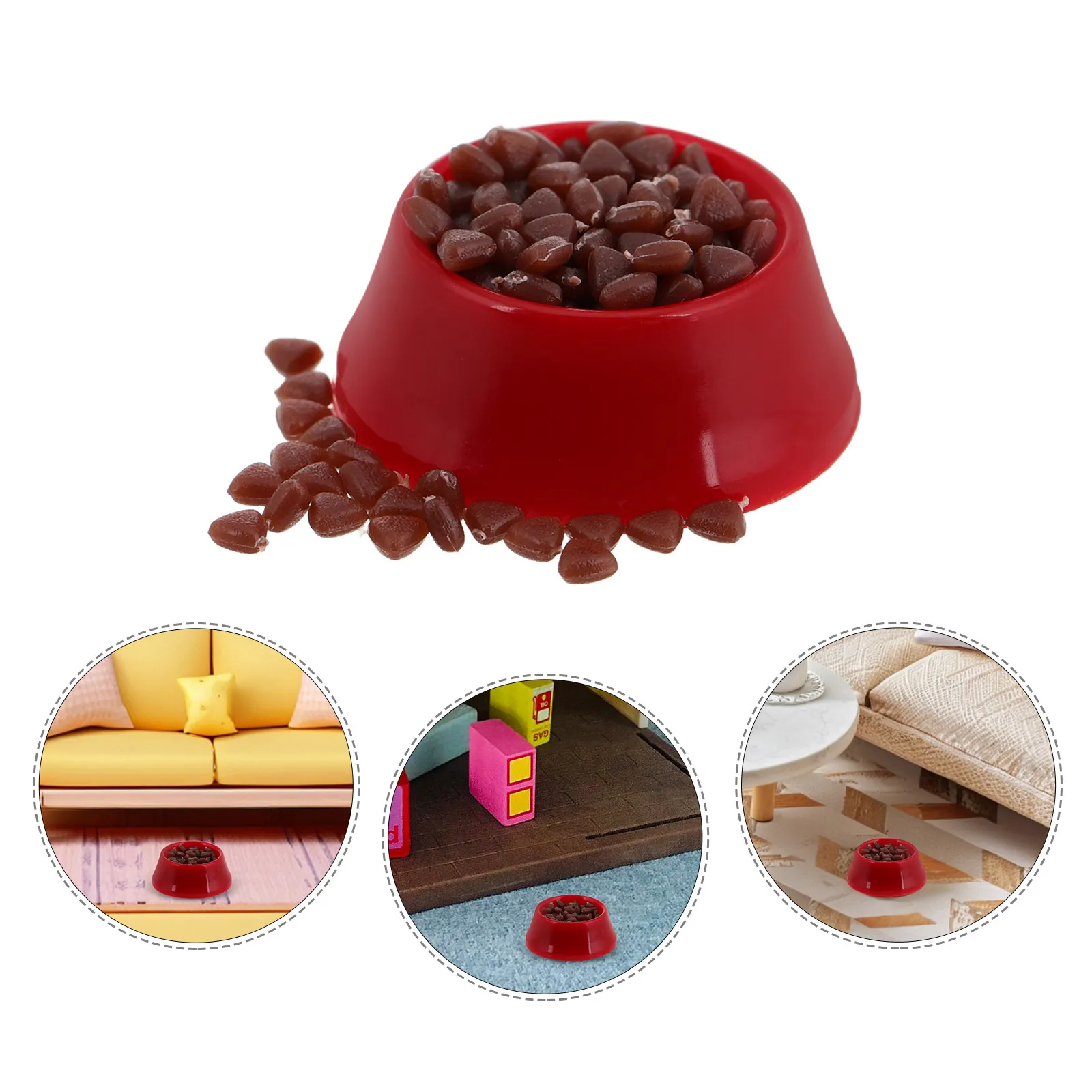 Miniature Dog Feeding Bowls for Dollhouse and Pretend Play – Realistic Tiny Pet Food Dishes