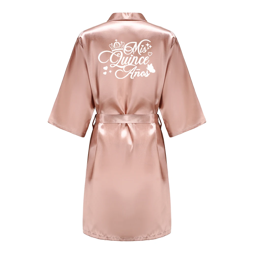 เจ้าหญิงหวาน 15 ปีสาววันเกิด Party Robes Quinceanera Robe Mis XV เสื้อคลุมอาบน้ํา Silkly Nightgown