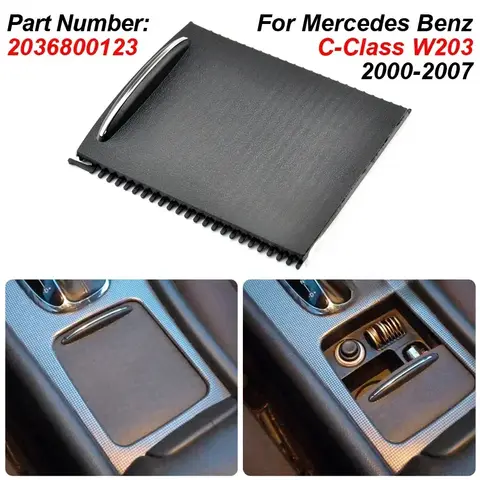 Car Center Console Sliding Shutters Cup Holder Roller Blind Cover for Mercedes-Benz C-Class W203 2000-2007 2036800123 9051 10 best sales w203 interior accessories - №6