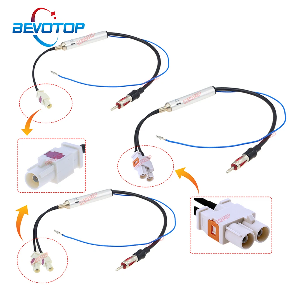 Antena de rádio do carro am/fm amplificador de sinal de rádio de áudio jumper com plugue macho fakra b para din rf antena de rádio cabo adaptador aéreo