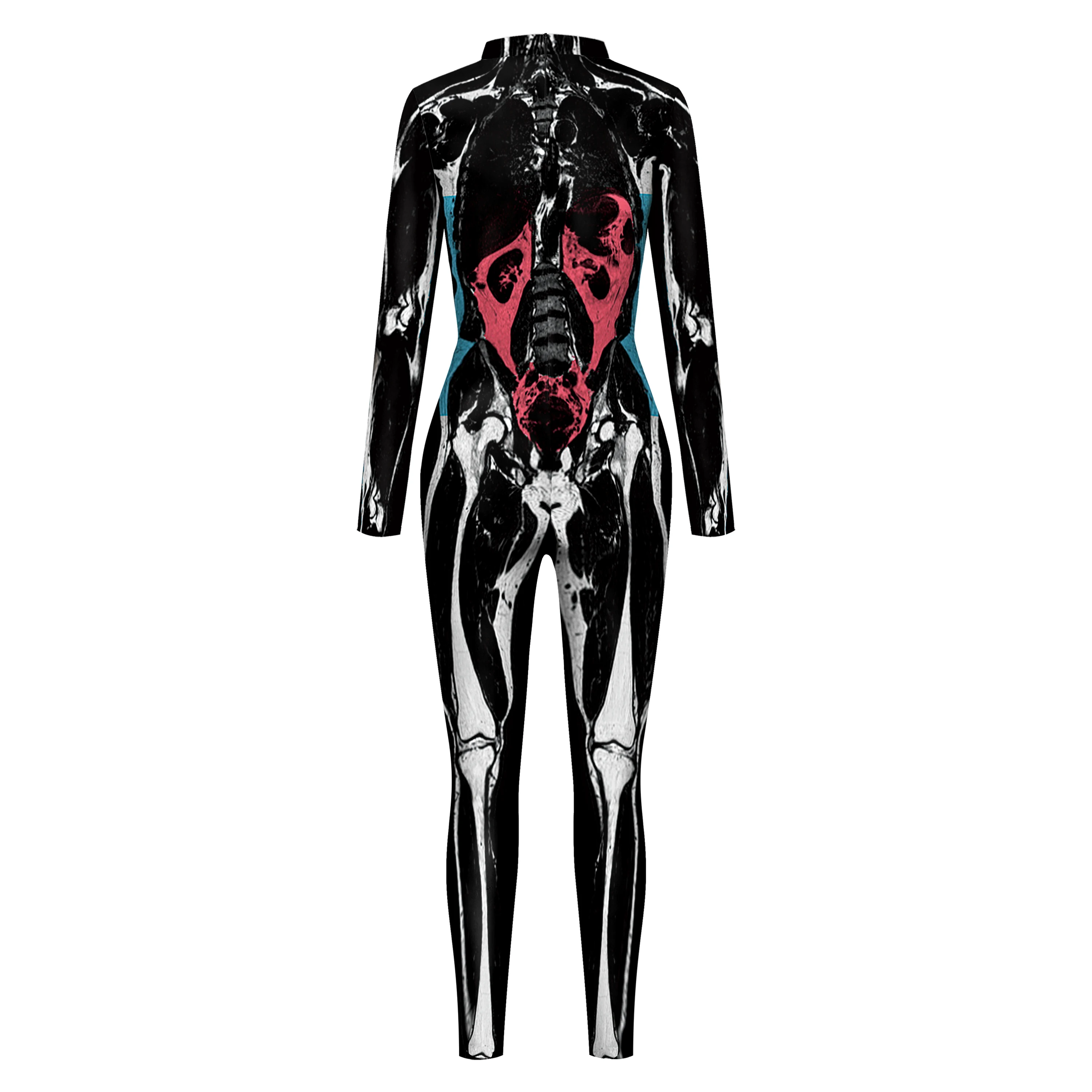 Costume de Cosplay Zentai pour adultes, Costume d'halloween, unisexe, squelette de crâne imprimé, body de fête de carnaval Sexy