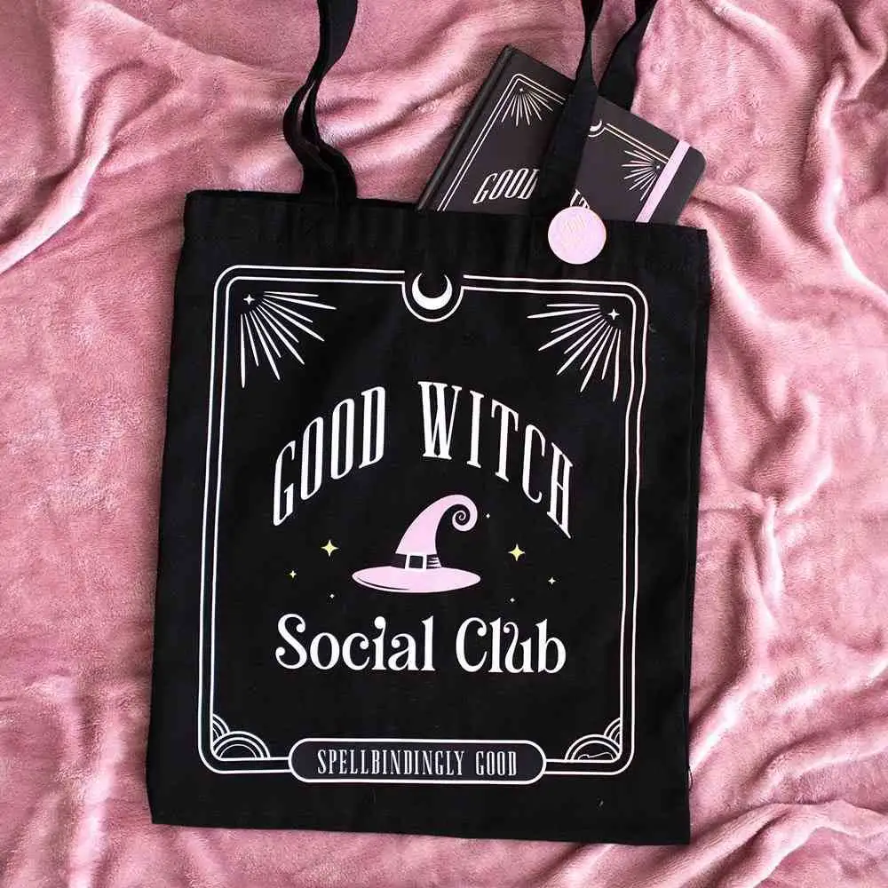 Canvas Bag Something Different Good Witch Social Club BagCasual Large Hand Bags Shopping Handbag Print Large Capacity Tote Bags
