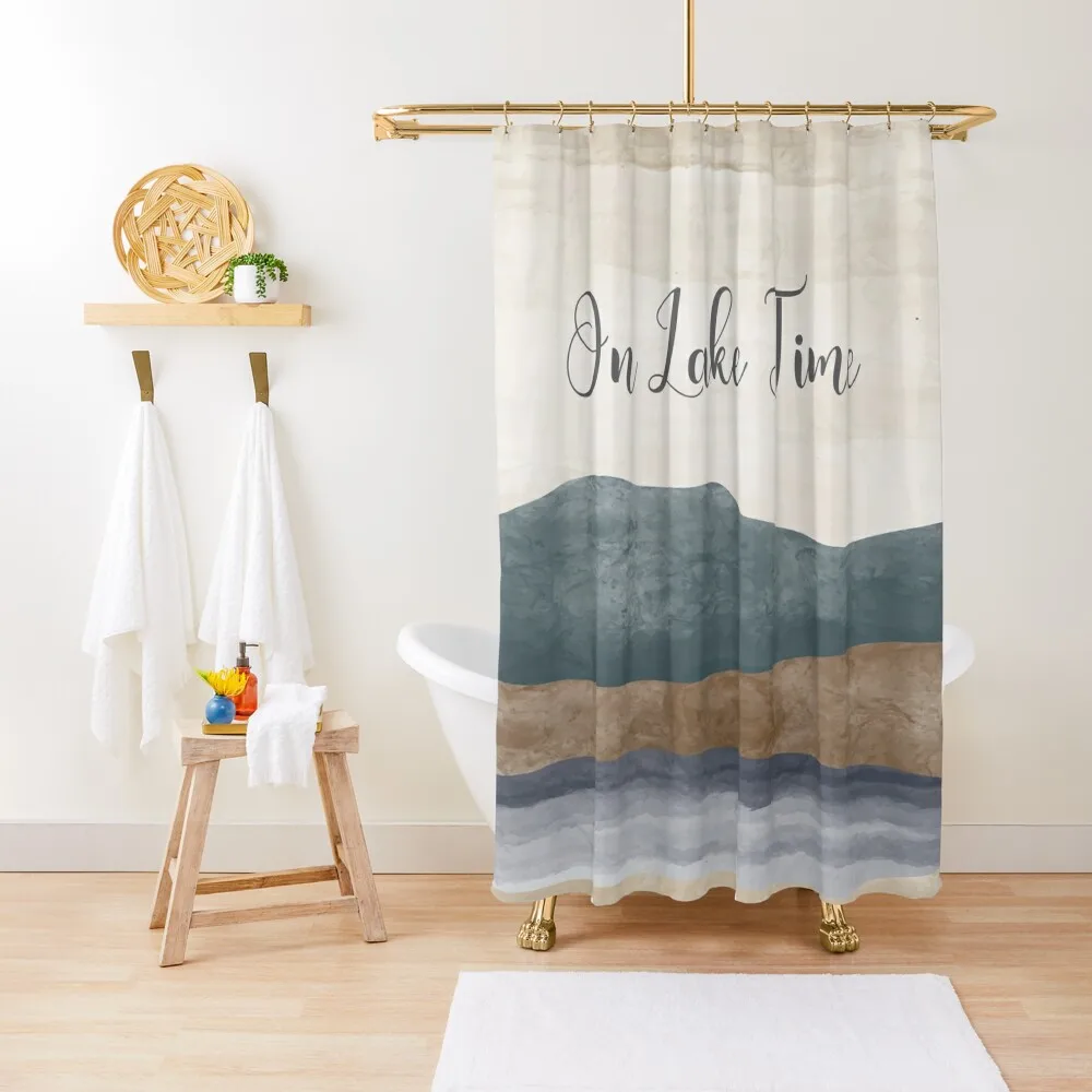 

lake house, enjoy every moment, lake, lake house blanket, lake house gift, grey house Shower Curtain