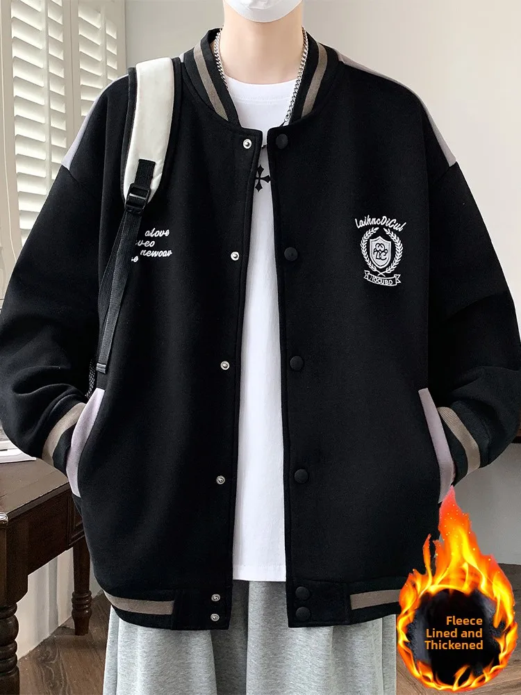 

Boys' Fce Lined Thiened Baseball Jaet Teenage School Students' Casual Sle Cotton Blend Long Sve Jaet for Autumn...