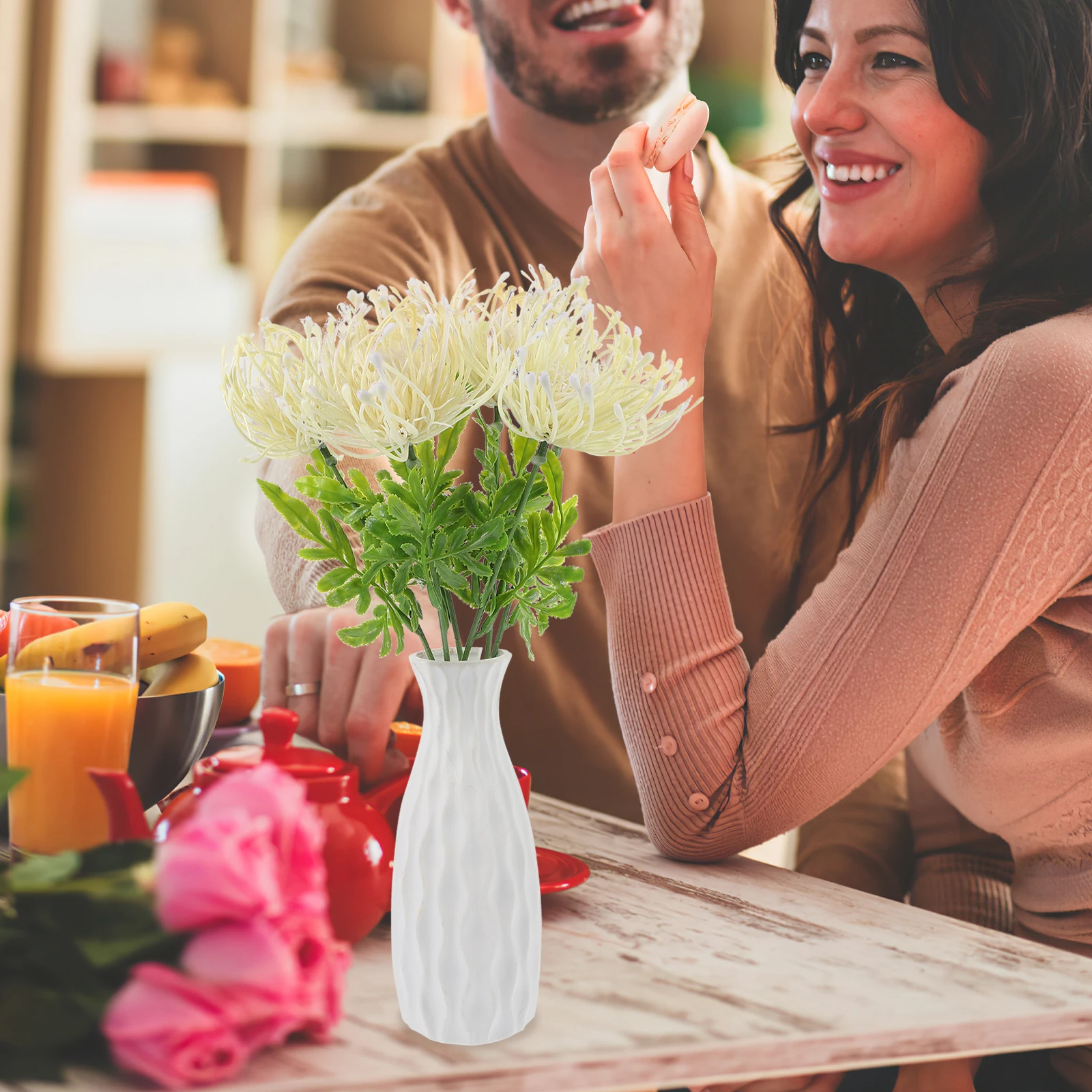 

6Pcs Artificial Flower Decoration Bright Color Delicate Workmanship for Home Wedding Garden Layout Simulation Flower Stems