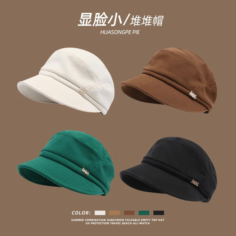 Korean Style Fashion New Girls' Autumn and Winter Warm Unique Fisherman Hat Retro Duck Tongue Makes Face Look Smaller Pile H