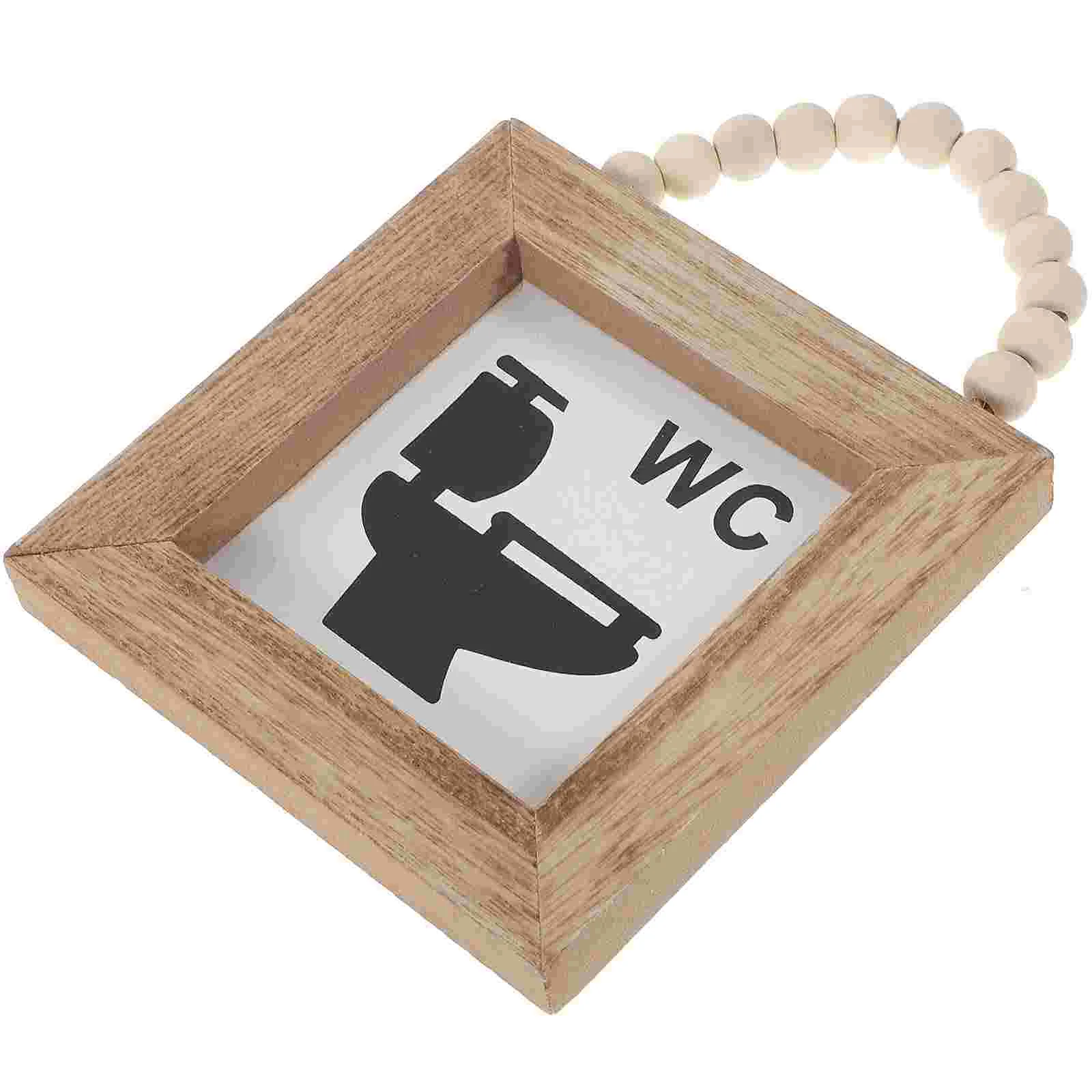 Toilette Targa in legno Decorazione da parete per bagno Decorazione del coperchio Ornamento Appeso Bordo Medaglione Ciondolo Targa per porta di casa