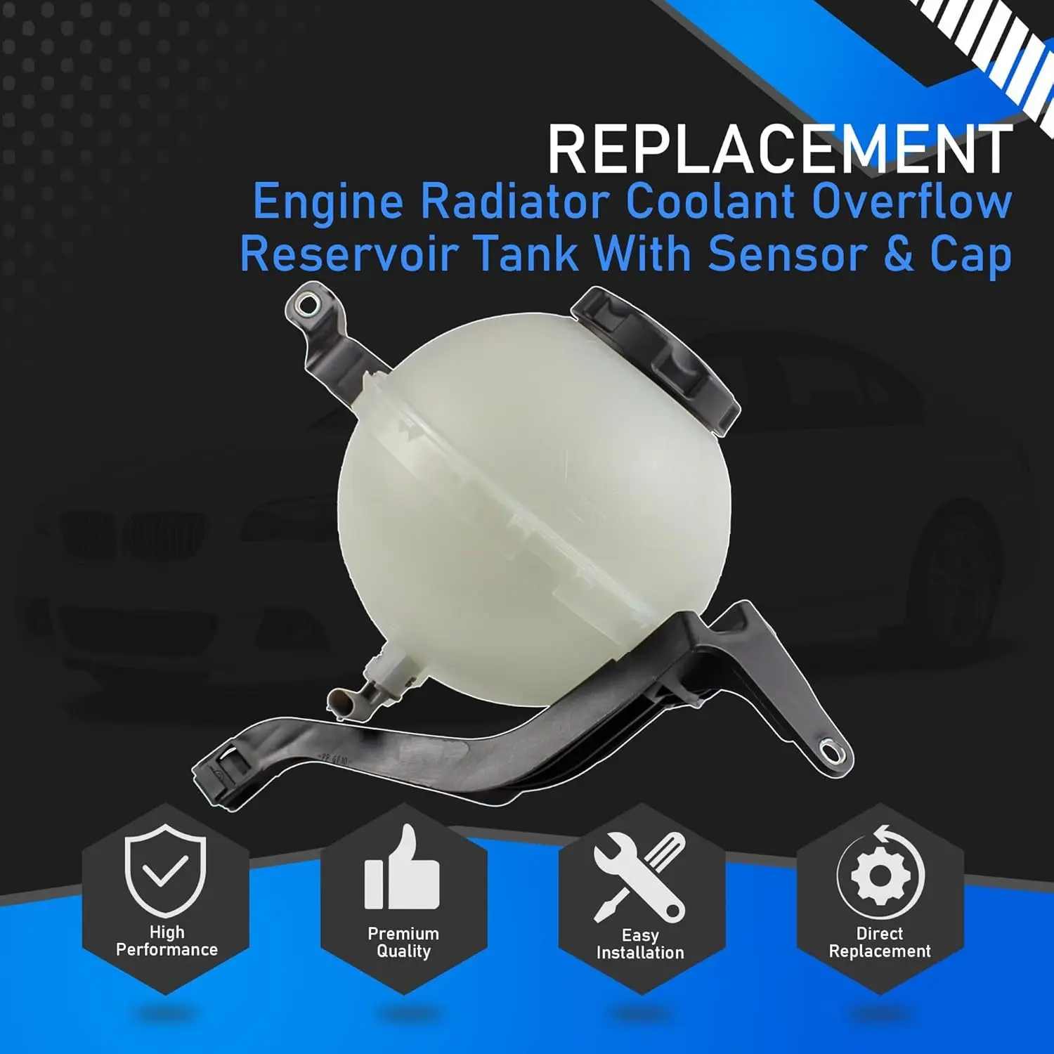 Engine Radiator Coolant Overflow Reservoir Tank With Sensor & Cap For BMW 2012-2016 528i /528i xDrive view 5