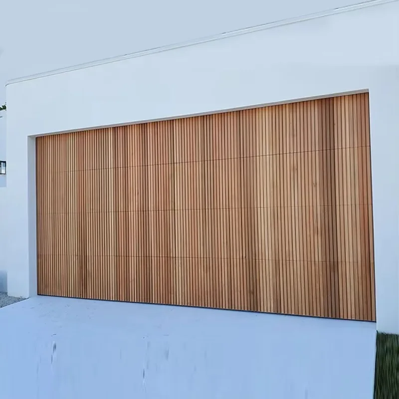 Maplemiles Wood Appearance Aluminum Foamed Sandwich Panel Security Automatic Grille Garage Door Battens Garage Door for Homes