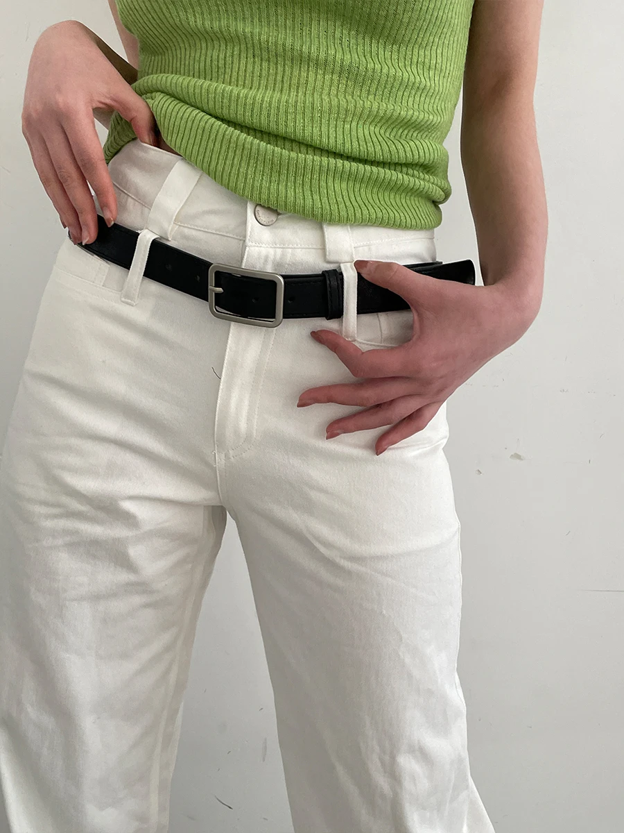 Silver Small Retro Do Old Leather Belt Crack Asia Pacific Sister Culture Spice Girl Decorative Belt 2024 New Fashion