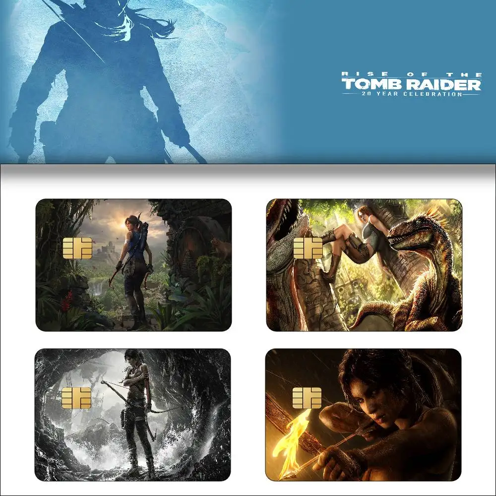 GAME T-Tomb Raider Anime Cartoon 1 Set Of 4 Pcs Sticker Film Skin For Credit Card Debit Bank Bus Card