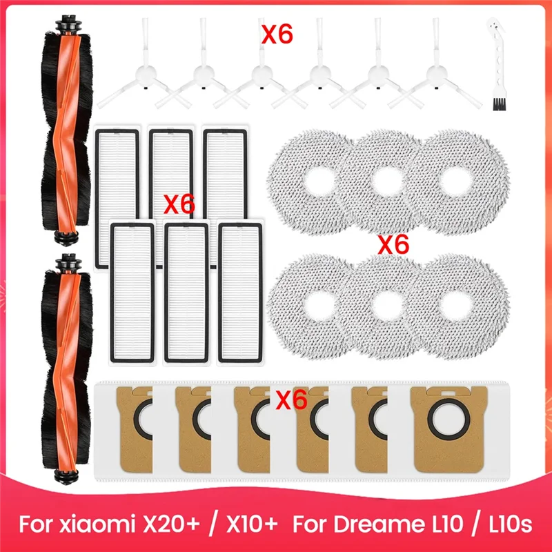 

N83R для Xiaomi X20+/X10+, F Leitame L10/L10s Запчасти для пылесоса Основная боковая щетка HEPA-фильтры Швабры Мешки для пыли