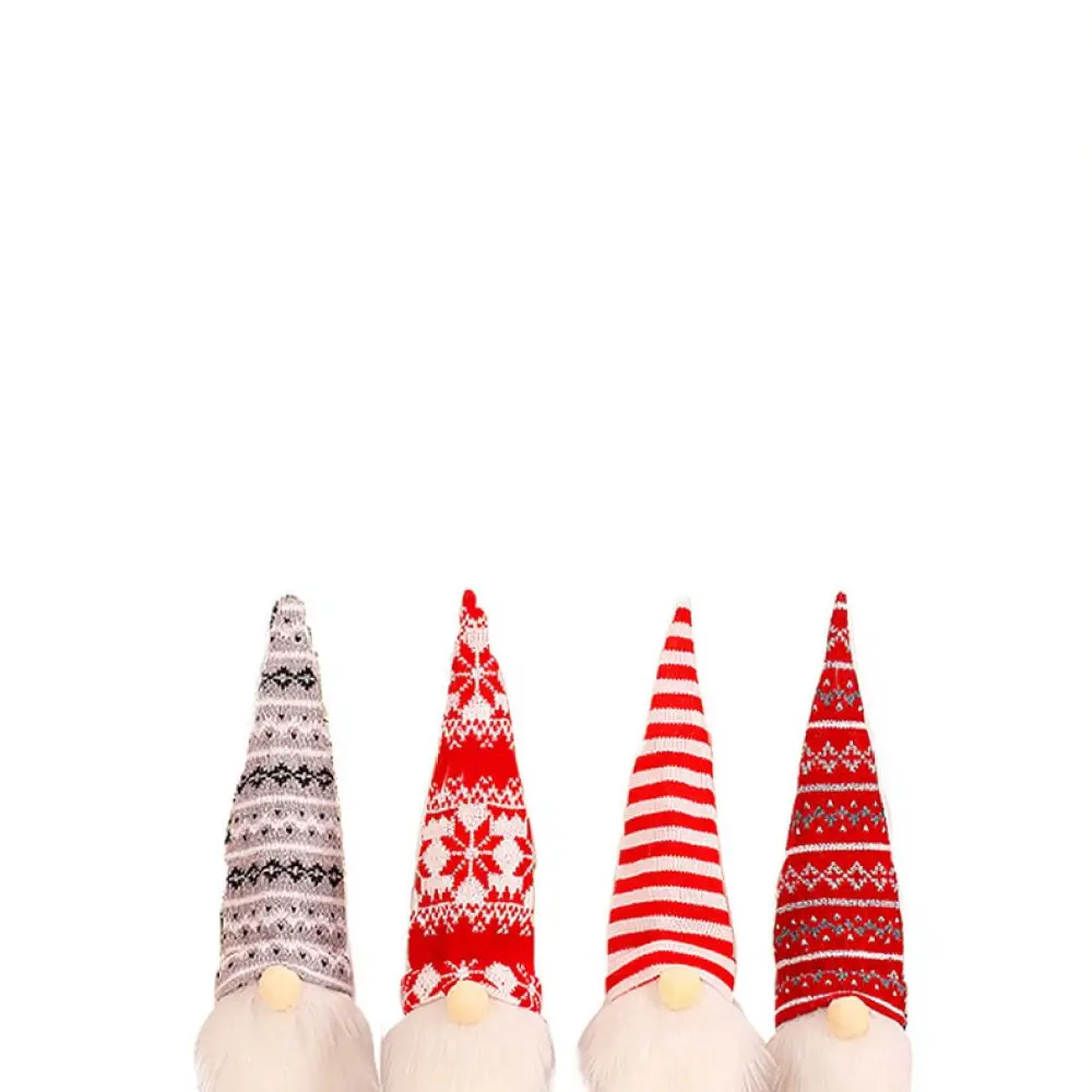 Holiday Wine Bottle Sleeve Knitted Xmas Faceless Elderly Doll Dress Cover Table Decor For New Year Party Supplies