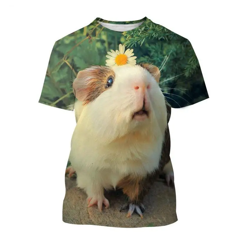 Funny Cute Guinea Pig Graphic T Shirts 3D Printed Casual Men Animal Pattern Streetwear Tee Tops Full Print Oversized Funny Shirt