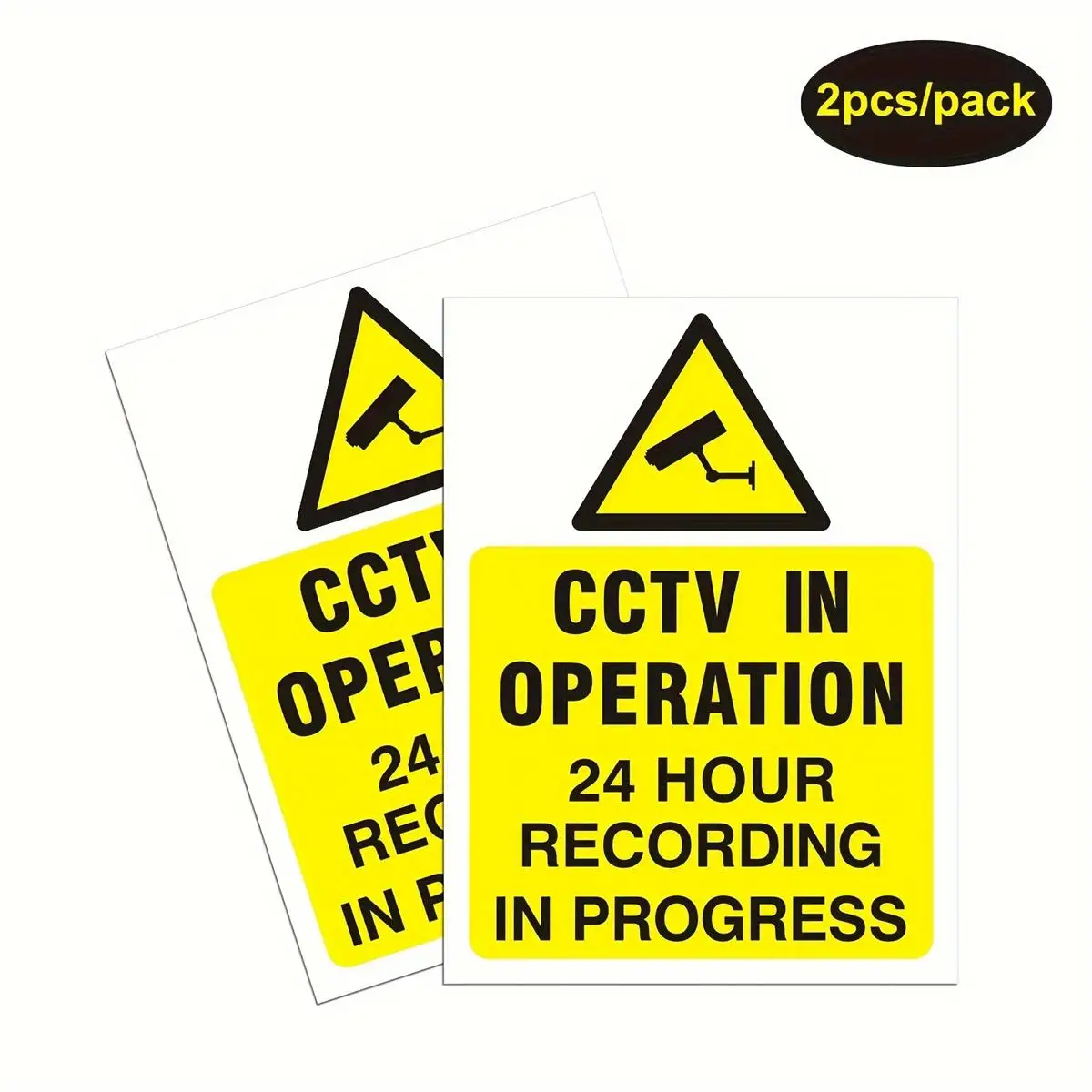2 Sheets/Pack 6*8Inch 24-Hour Surveillance Warning Label Stickers, No-Trespassing Label Stickers, Safety Warning Stickers, Eye-Catching Safety Reminder Stickers