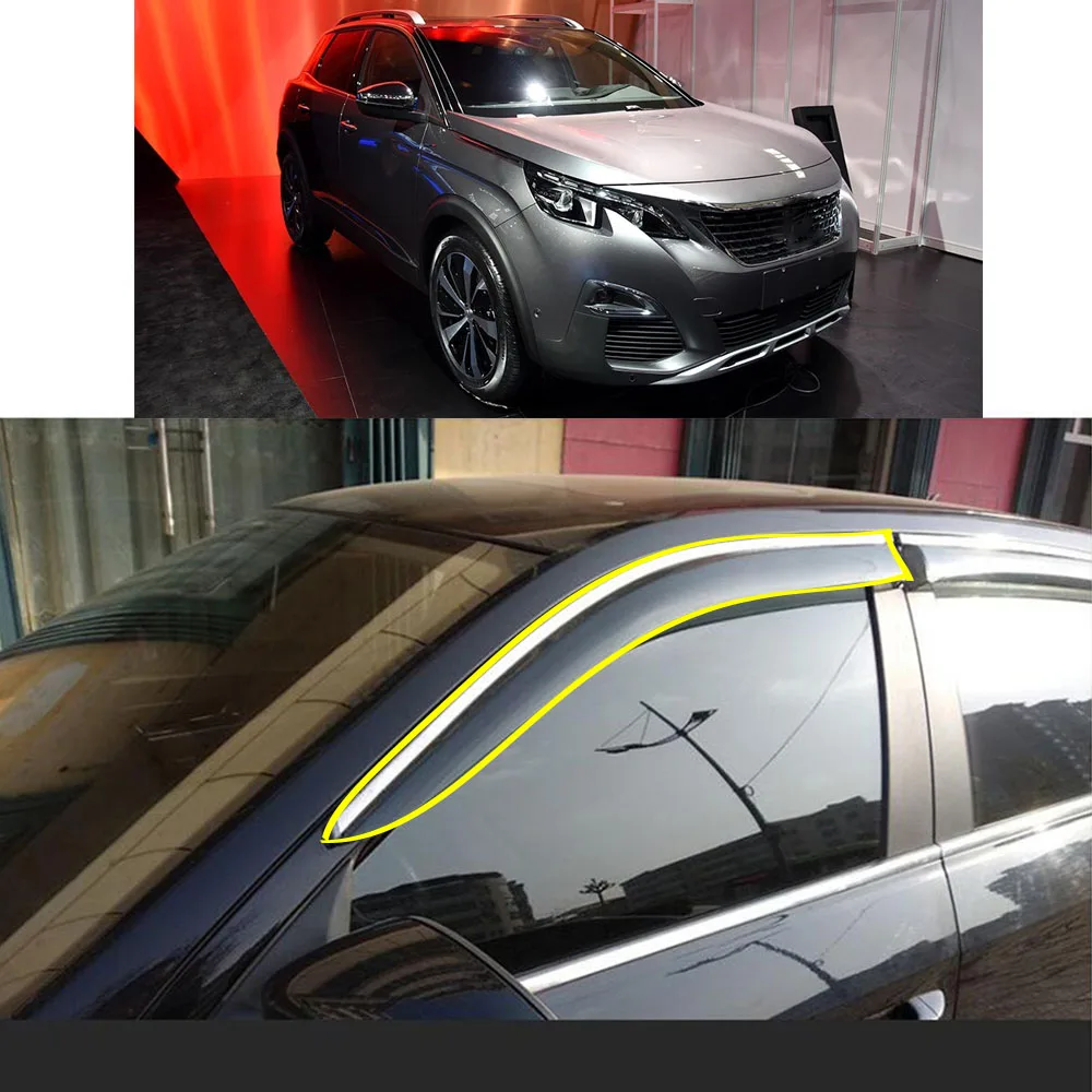 Car Styling Sticker Plastic Window Glass Wind Visor Rain/Sun Guard Vent Parts For Peugeot 4008 2011 2012 2013 2014 2015 2016