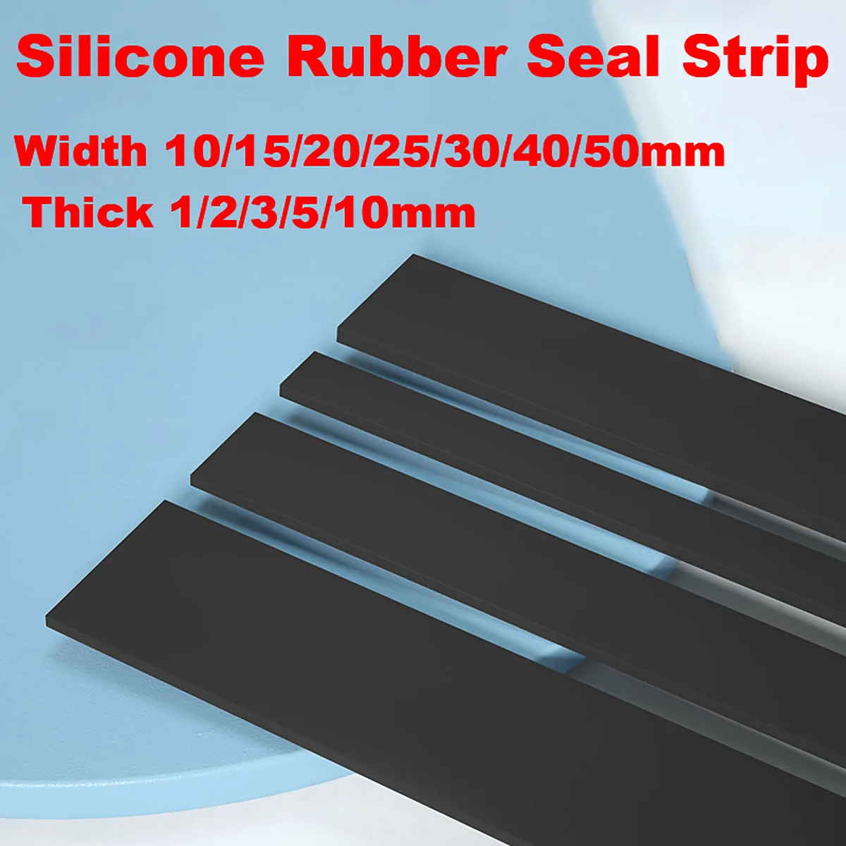 

Black Silicone Rubber Seal Strip Width 10/15/20/25/30/40/50mm Thick 1/2/3/5/10mm Anti-Slip Damper Sealing Gasket Heat Resistant