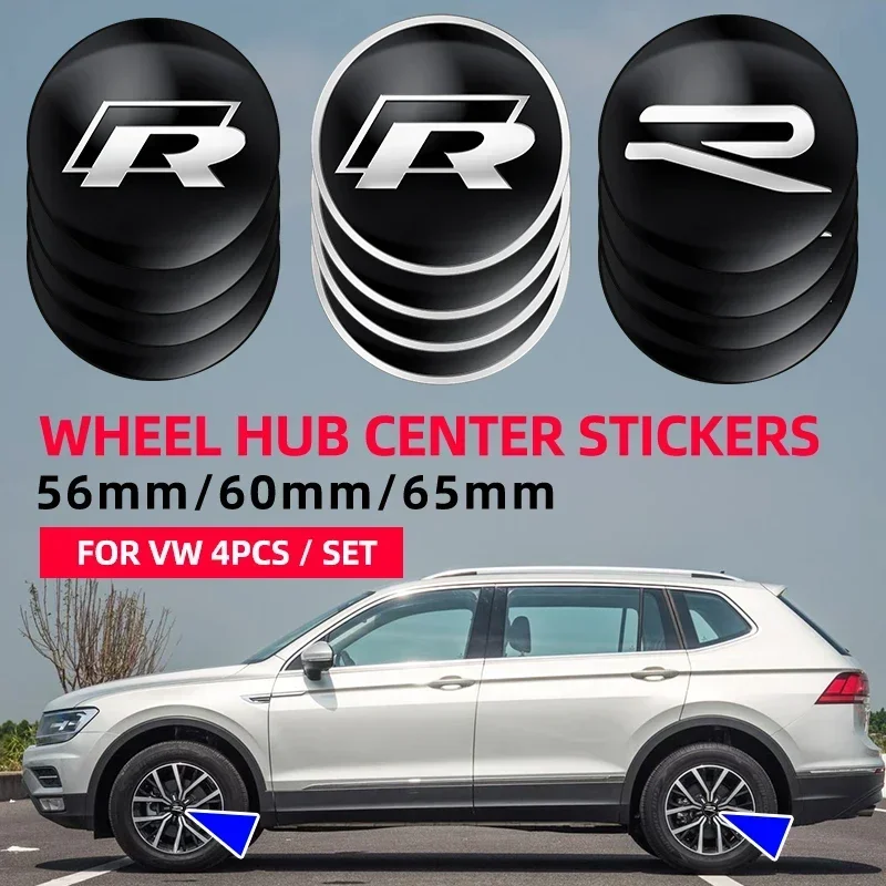 4pcs 56mm 60mm 65mm Car Wheel Center Hub Cap Sticker Accessories For Volkswagen Tiguan Bora POLO PASSAT CC Touran GOLF Jetta