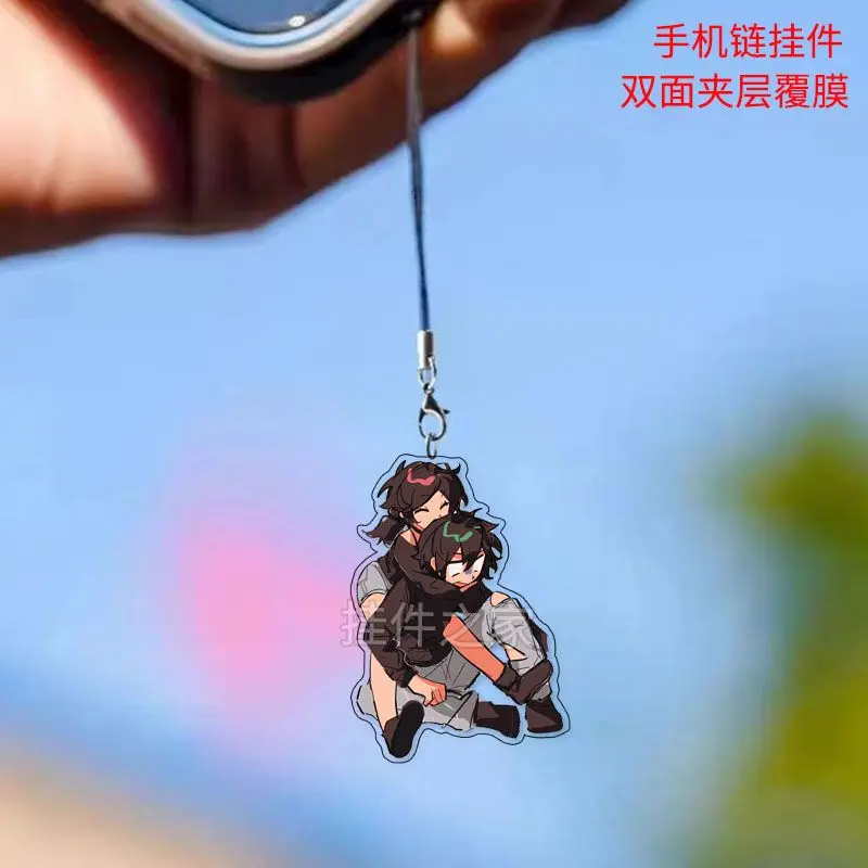 2 uds Anime el ataúd de Andy y Leyley dijes para teléfono móvil dibujos animados acrílico teléfono cadena llavero colgante regalos para seguidores