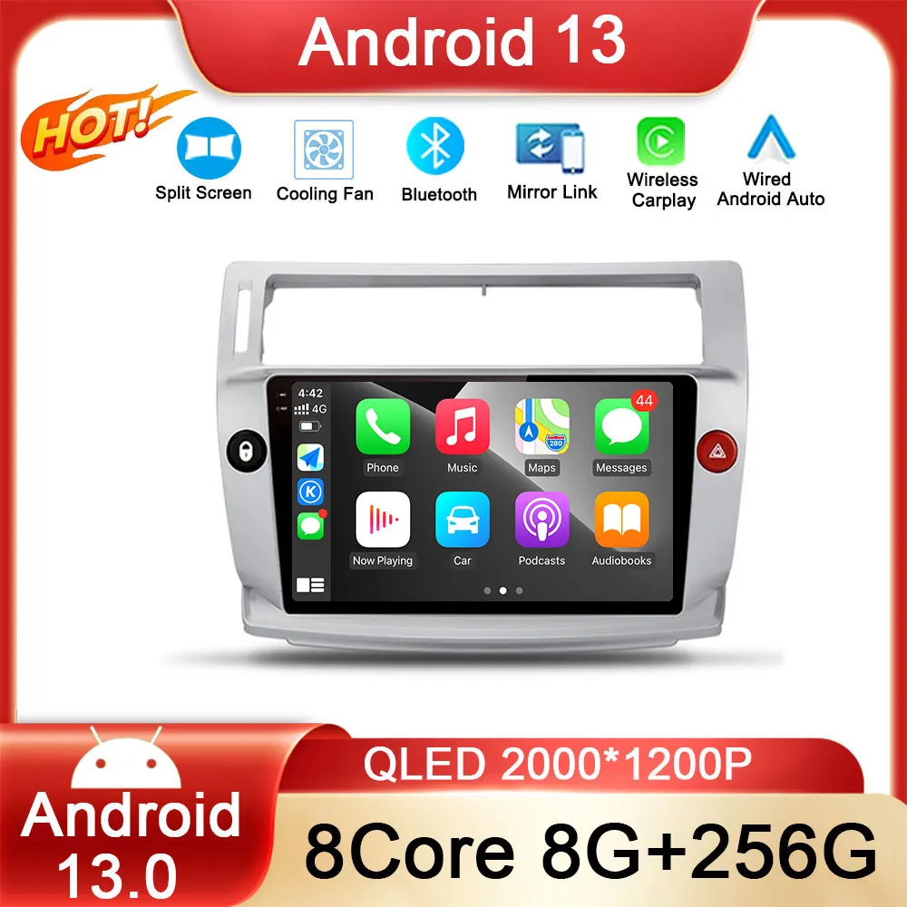 

Car Radio Multimedia Video Player for Citroen C4 2004 - 2009 Android 13 Navigation GPS Bluetooth Car Stereo 4G DSP 2din