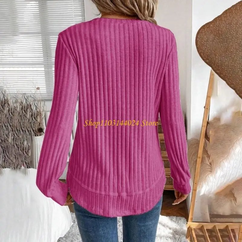 

N5KE Tunic Tops for Women Loose Fit Dressy Long Sleeve Shirts Womens Sweaters Neck Fall Clothing with Curved Hem