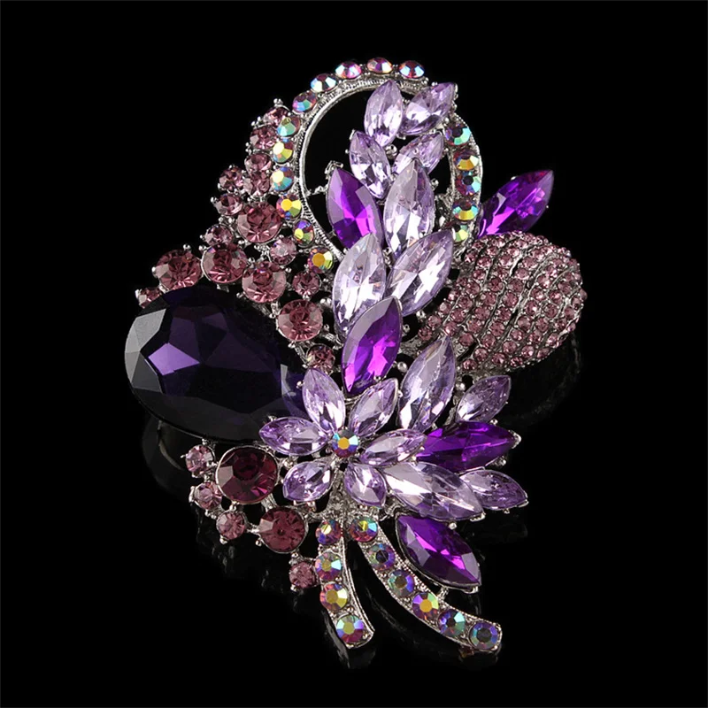 SKEDS Luxury Fashion Women Vintage Shiny Rhinestone Exquisite Brooches Pins High-end Crystal Lady Suit Coat Badges Corsages