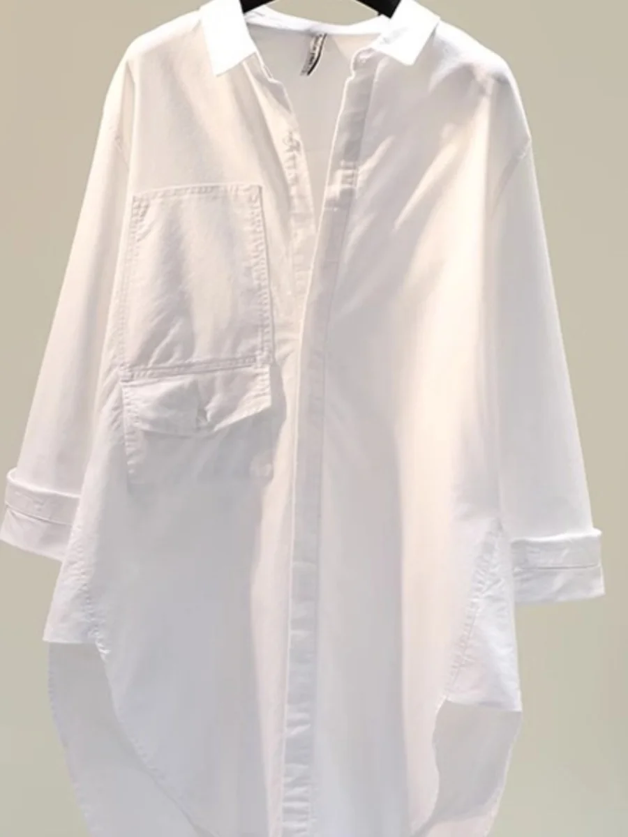 

Повседневная художественная женская длинная све irt, свободная внутренняя одежда, топ с защитой от солнца, весна-осень, новинка, европейские свободные многослойные брюки