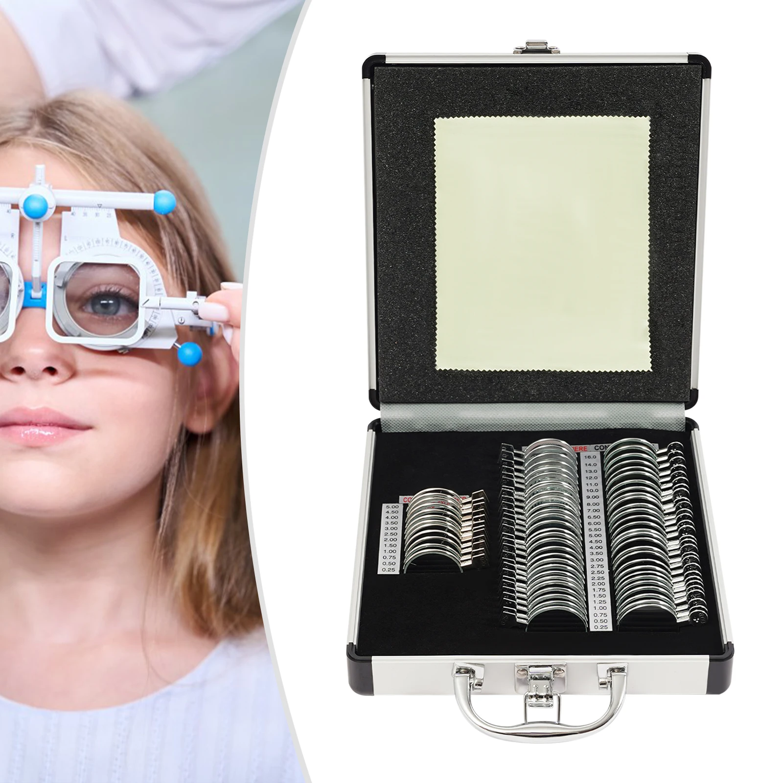 

68 PCS Trial Lens Set with Aluminium Storage Case for Optometrists Hospital Ophthalmology Optician Shops