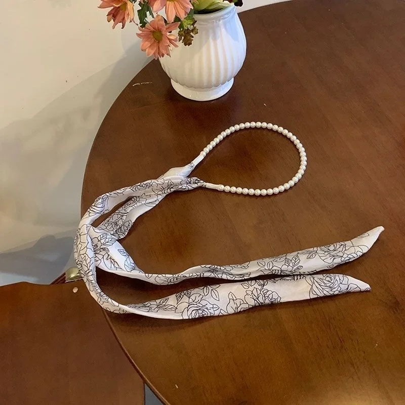 وشاح حريري كلاسيكي جديد على الطراز الصيني وربطة شعر مضفرة وشريط شعر عصابة رأس نسائية