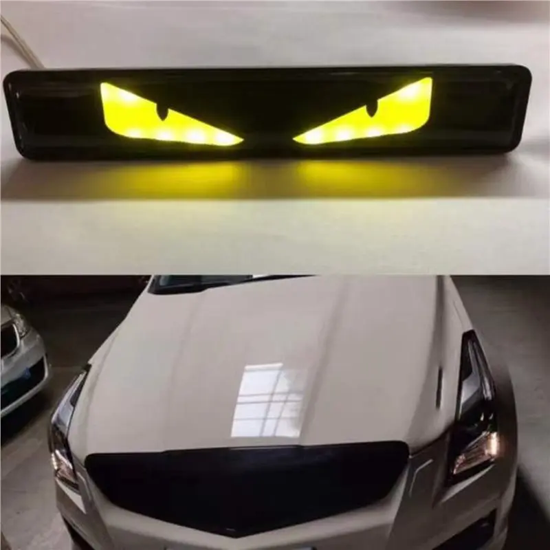 OB-Medium Mesh LED ديكور مضيء تعديل السيارة شريط زخرفي شخصي ضوء شعار عين الشيطان #3