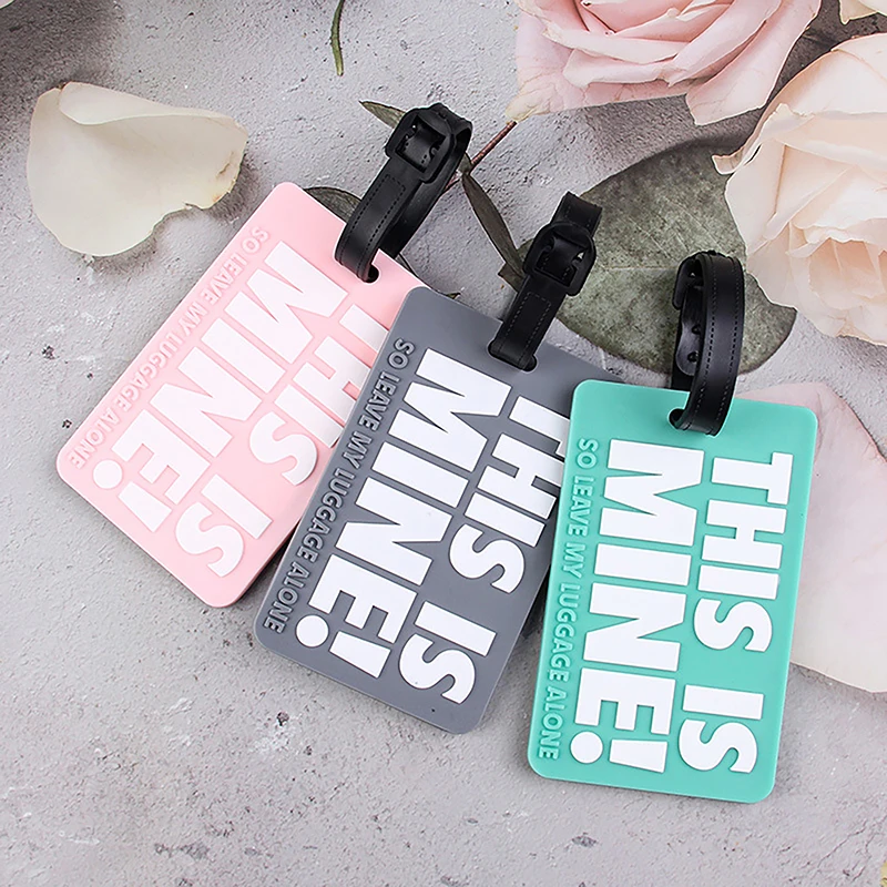 Cartoon Letter PVC Luggage Tags 'This Is Mine' Reminder Slogan Boarding Identification For Air Travel Check-in Identification