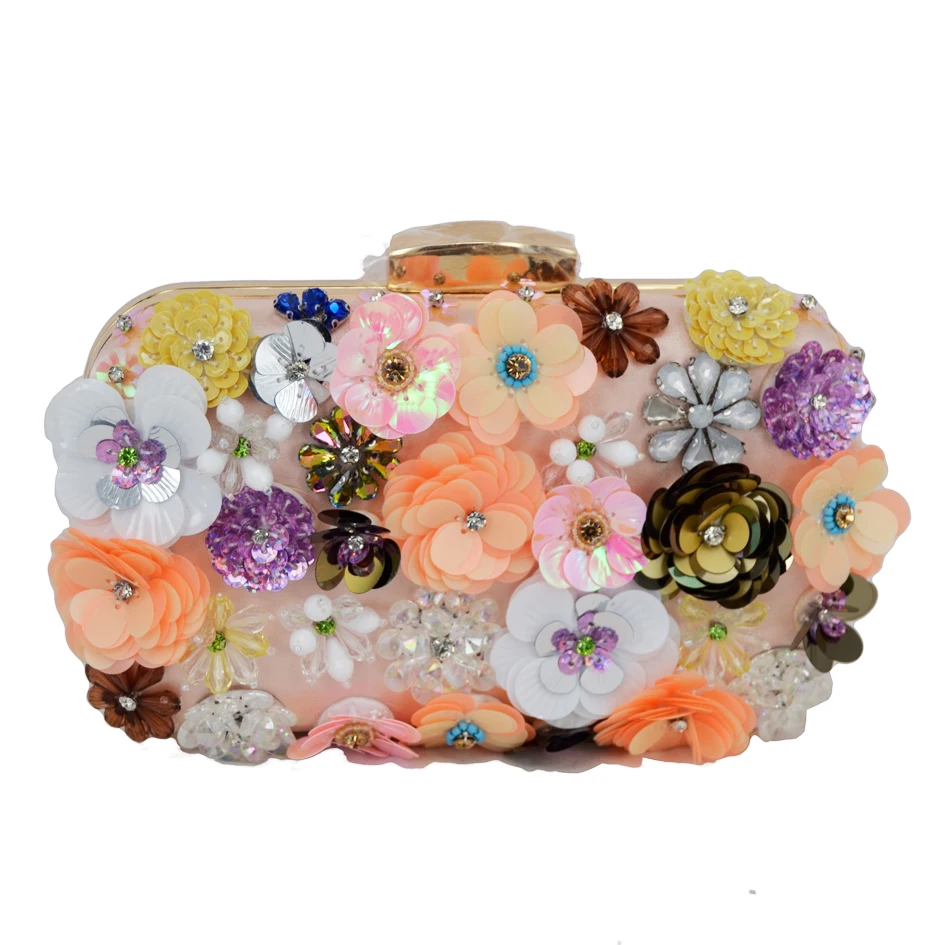 حقيبة يد نسائية مزهرة بالترتر الوردي للنساء حقيبة يد أنيقة للحفلات المسائية/الحفلة الراقصة/الزفاف/الليل