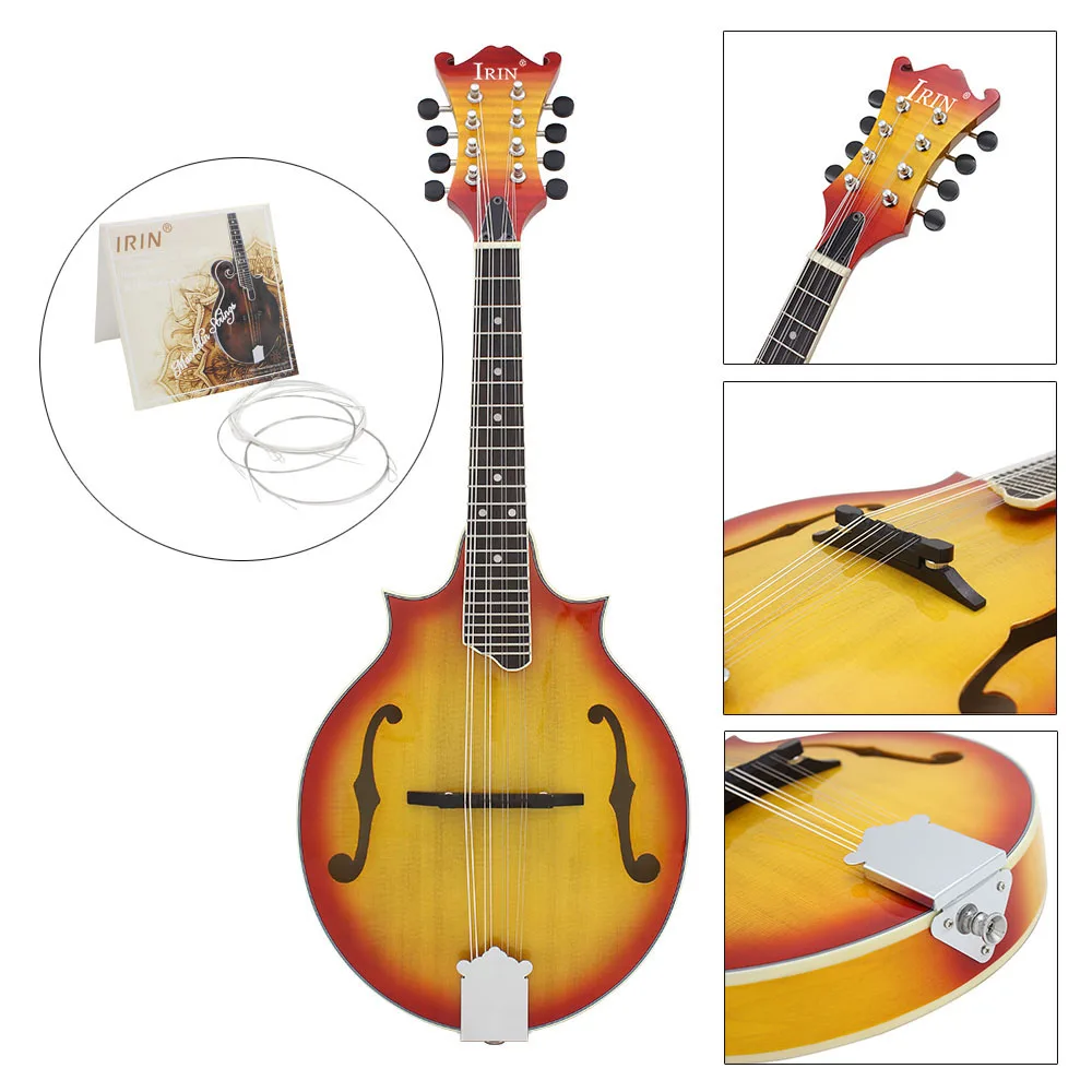 IRIN 8pcs Mandolin Strings Set Plated Steel Silver-Plated Copper Alloy Wound Mandolin Parts Stringed Instrument Accessories