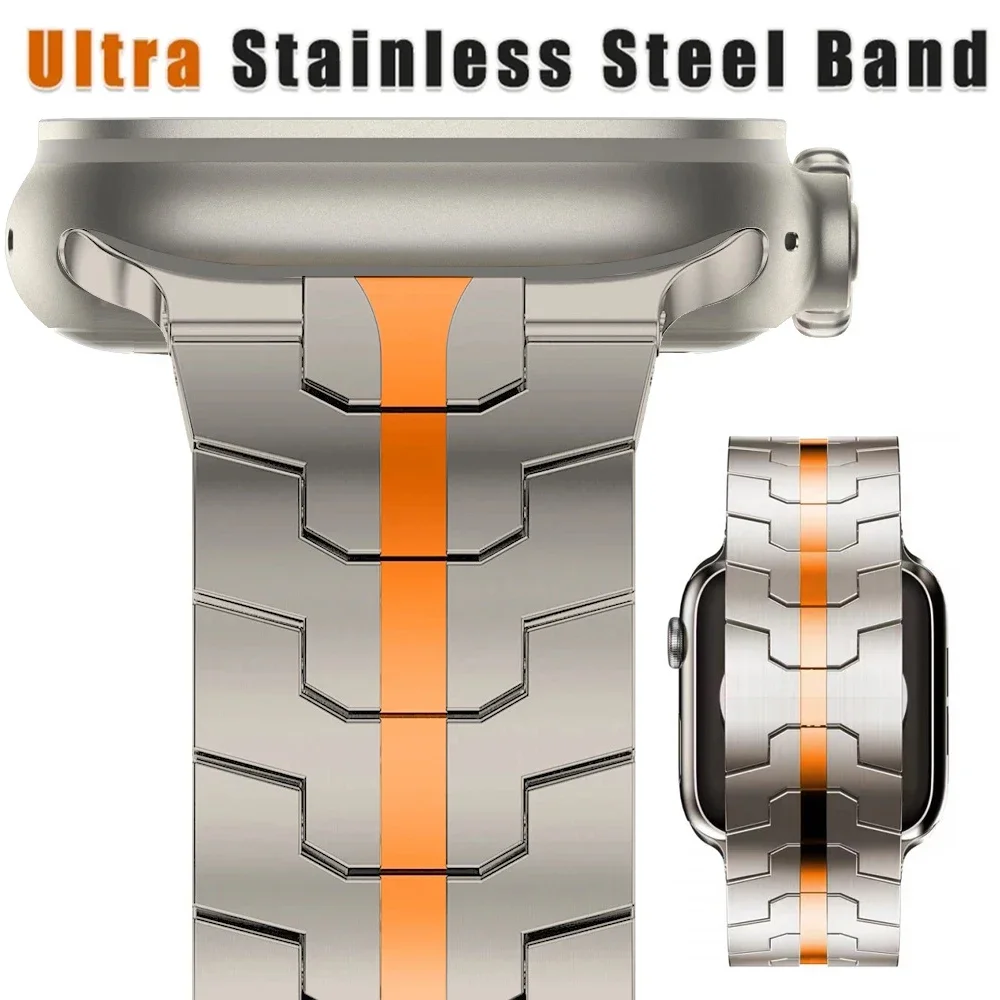 

Ультра 2 титановый цветной ремешок для Apple Watch 49 мм 45 мм 44 мм 42 мм 46 мм 40 41 мм Роскошный ремешок из нержавеющей стали для iWatch 10 9 8 7 SE