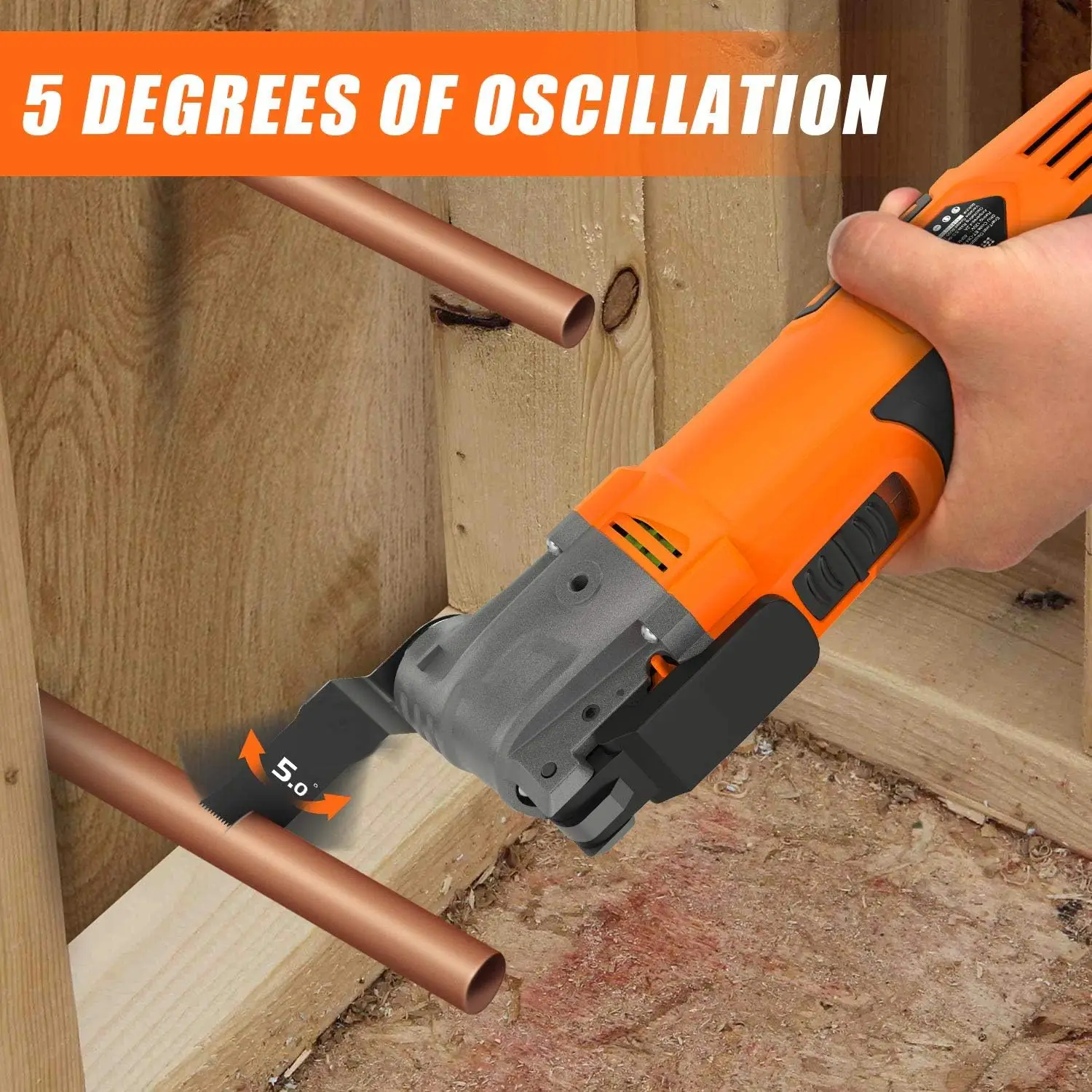 4.2 Amp Oscillating Multitool Kit with 5° Angle, 6 Speeds, 31 Accessories for Cutting and Sanding