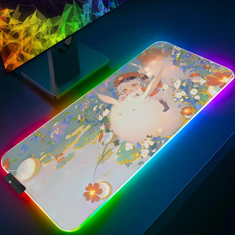 

Mouse Pad Gamer Keyboard Pad RGB Laptop Kawaii Desktop Mouse Mat LED PC Tapis Souris Gaming Notbook Genshin Impact Klee Mousepad