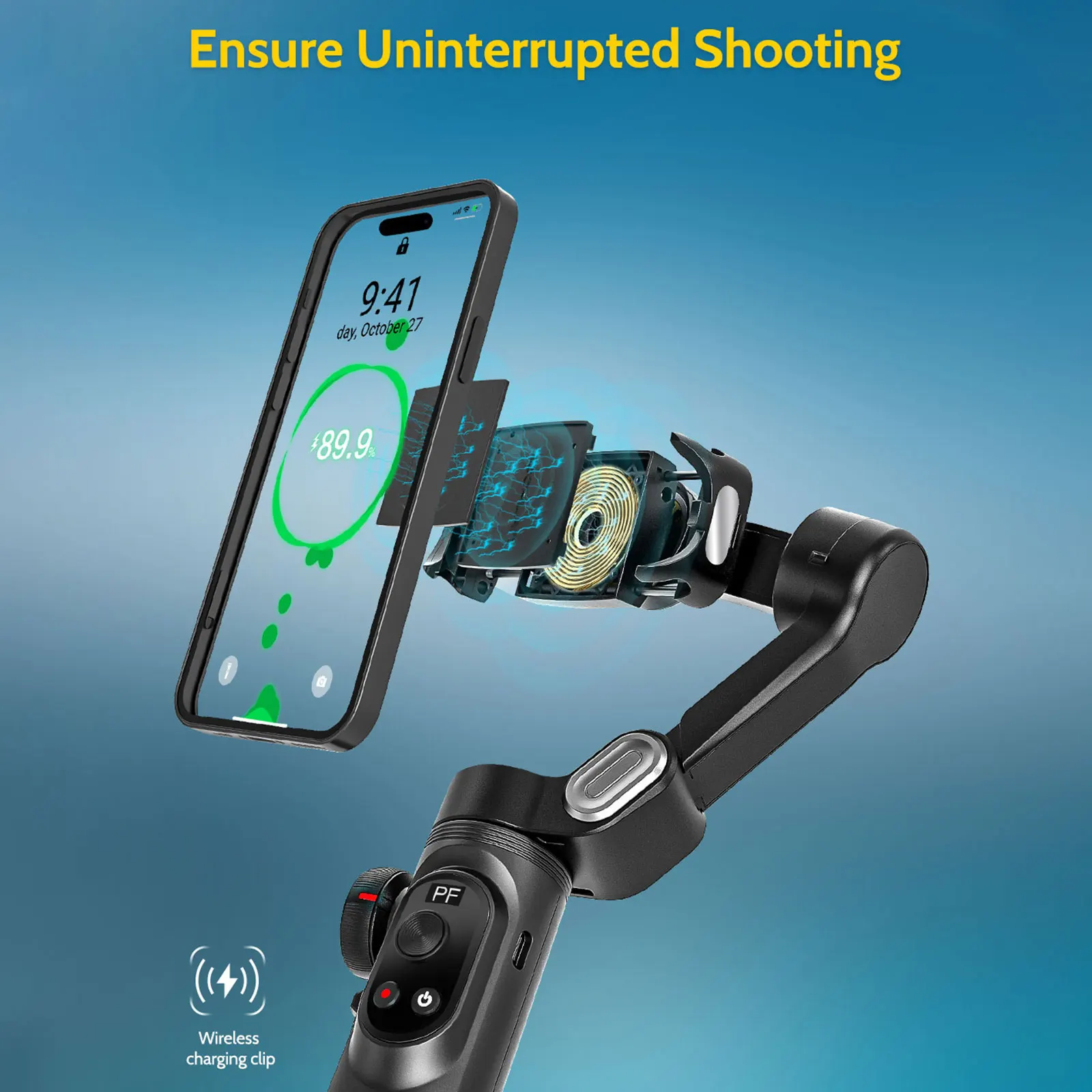 AOCHUAN Smartphone Gimbal Stabilizer OLED screen with LED lights 3-axis gimbal Stabilizer for Android and iPhone Smart XproBlack