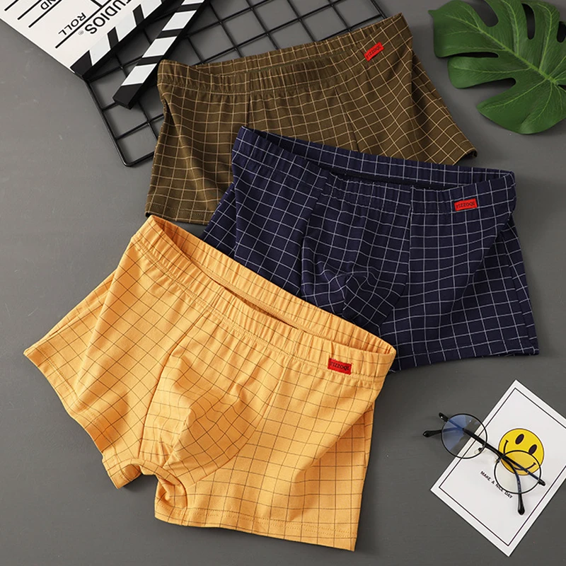ANDERSON TALISCA nueva marca a cuadros ropa interior hombres Boxer algodón hombre pene transpirable Boxers para hombre Cuecas Masculinas tamaño M-3XL HS2501
