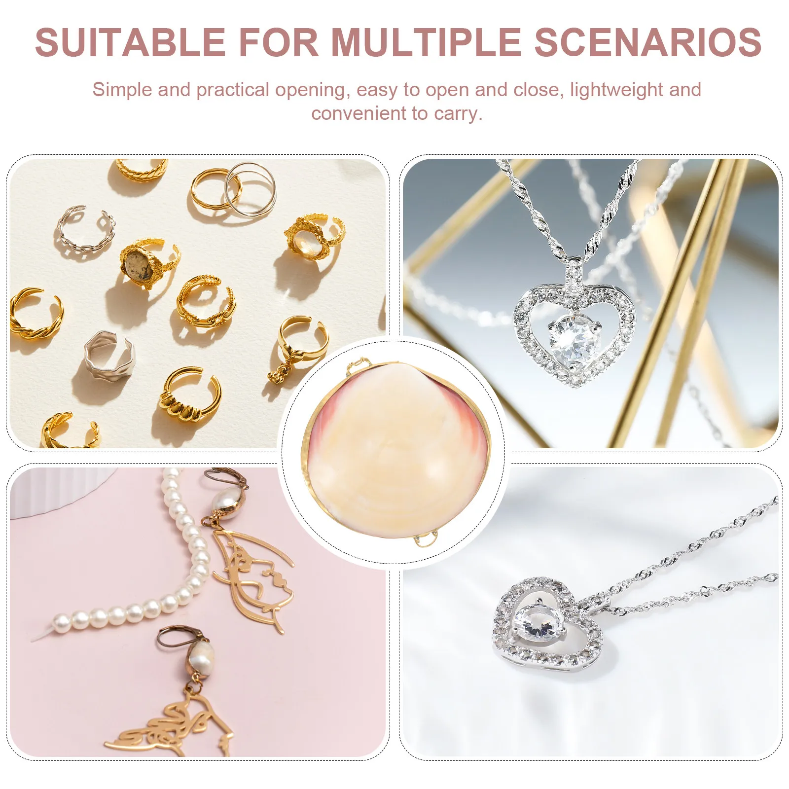 

Миниатюрная шкатулка для украшений в форме ракушки, стильная маленькая коробочка для колец, органайзер для хранения серег, ожерелий, браслетов, подарок, держатель для украшений в виде морской раковины