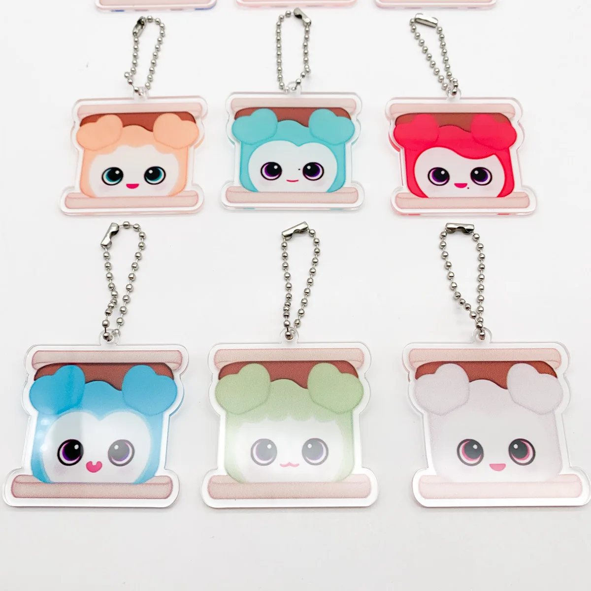 KPOP MOMO MINA SANA TZUYU Cartoon Cute Keychain Pop-up Creative Beads Chain Keyring Pendant NAYEON DAHYUN Bag Accessories Gift