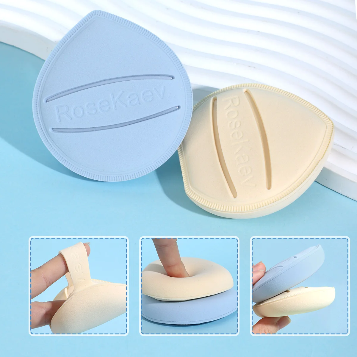 พัฟเบาะลมนุ่ม 3 ชิ้น แต่งหน้าพิเศษสำหรับรองพื้นชนิดน้ำ แต่งหน้าแบบใส ทั้งแบบเปียกและแบบแห้ง กล่องเก็บของเพื่อการจัดเก็บที่ง่ายดาย