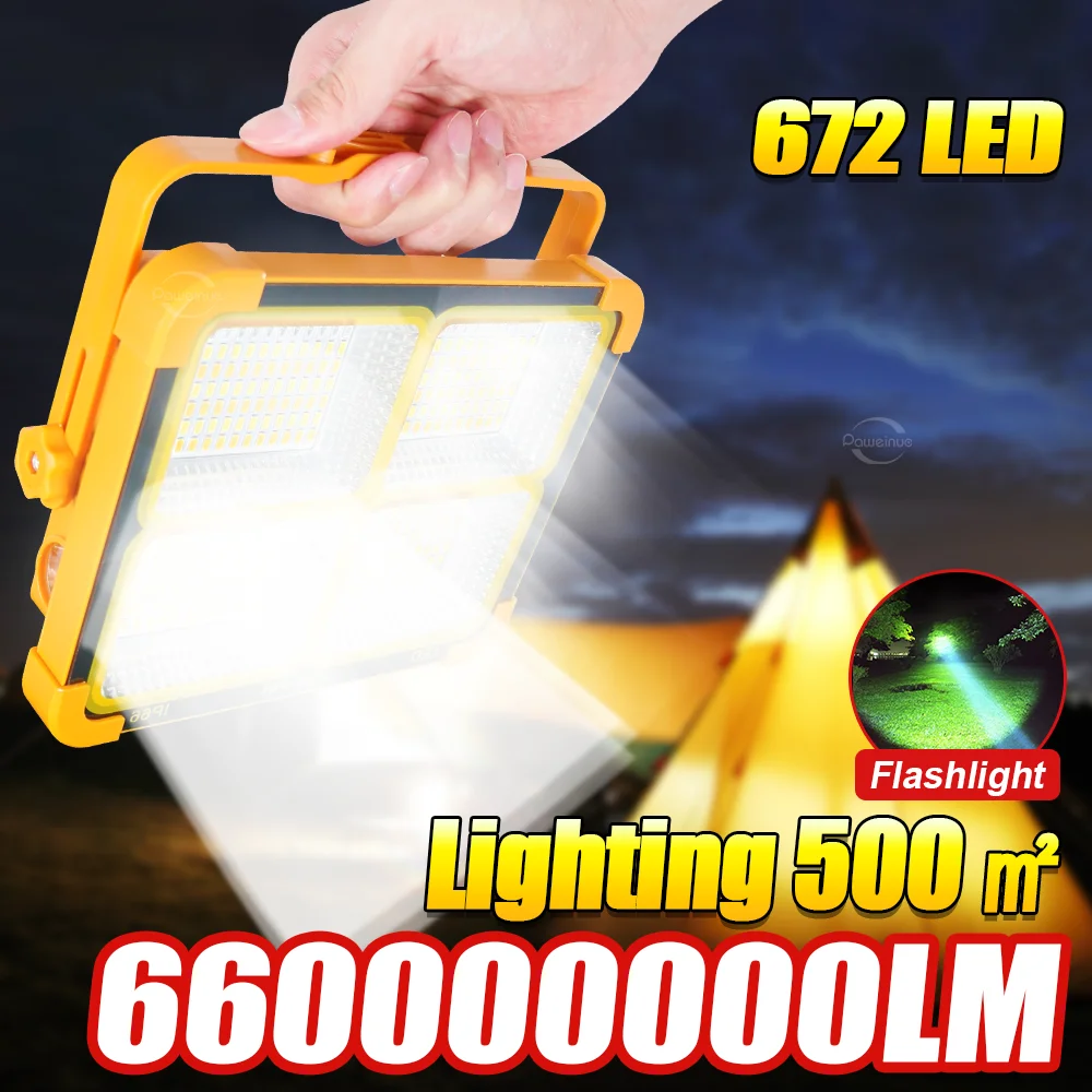 

66000000LM 3000 Вт уличная солнечная лампа для кемпинга супер яркий светодиодный солнечный свет 20000 мАч перезаряжаемый светильник для палатки портативный фонарь