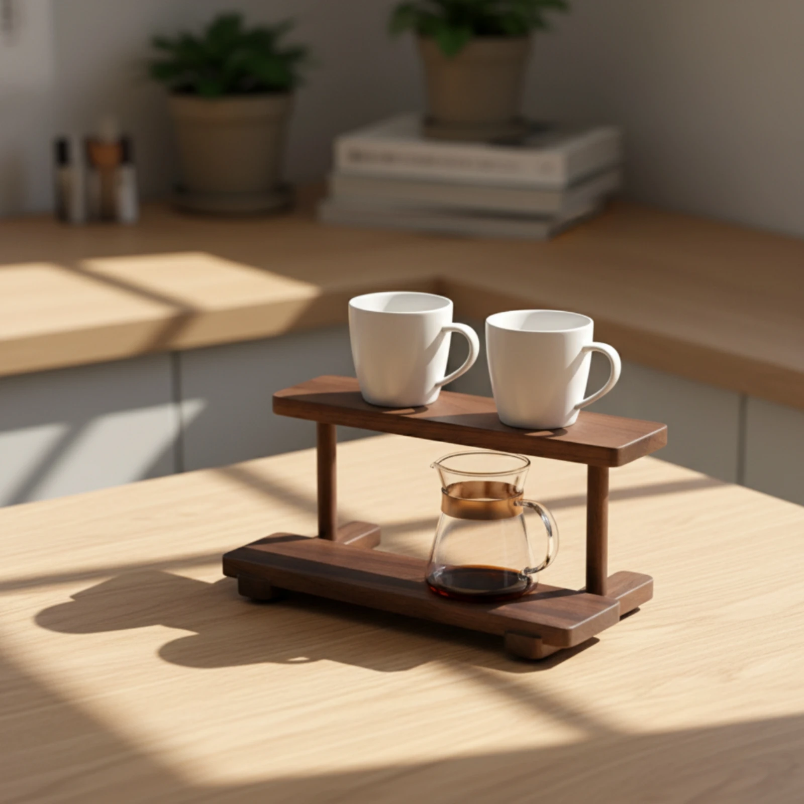 Desktop Shelf Organizer Stepped Two-Tier Rack Tabletop Rack Space-Saving Display Stand Multi-Purpose for Desk, Coffee Corner