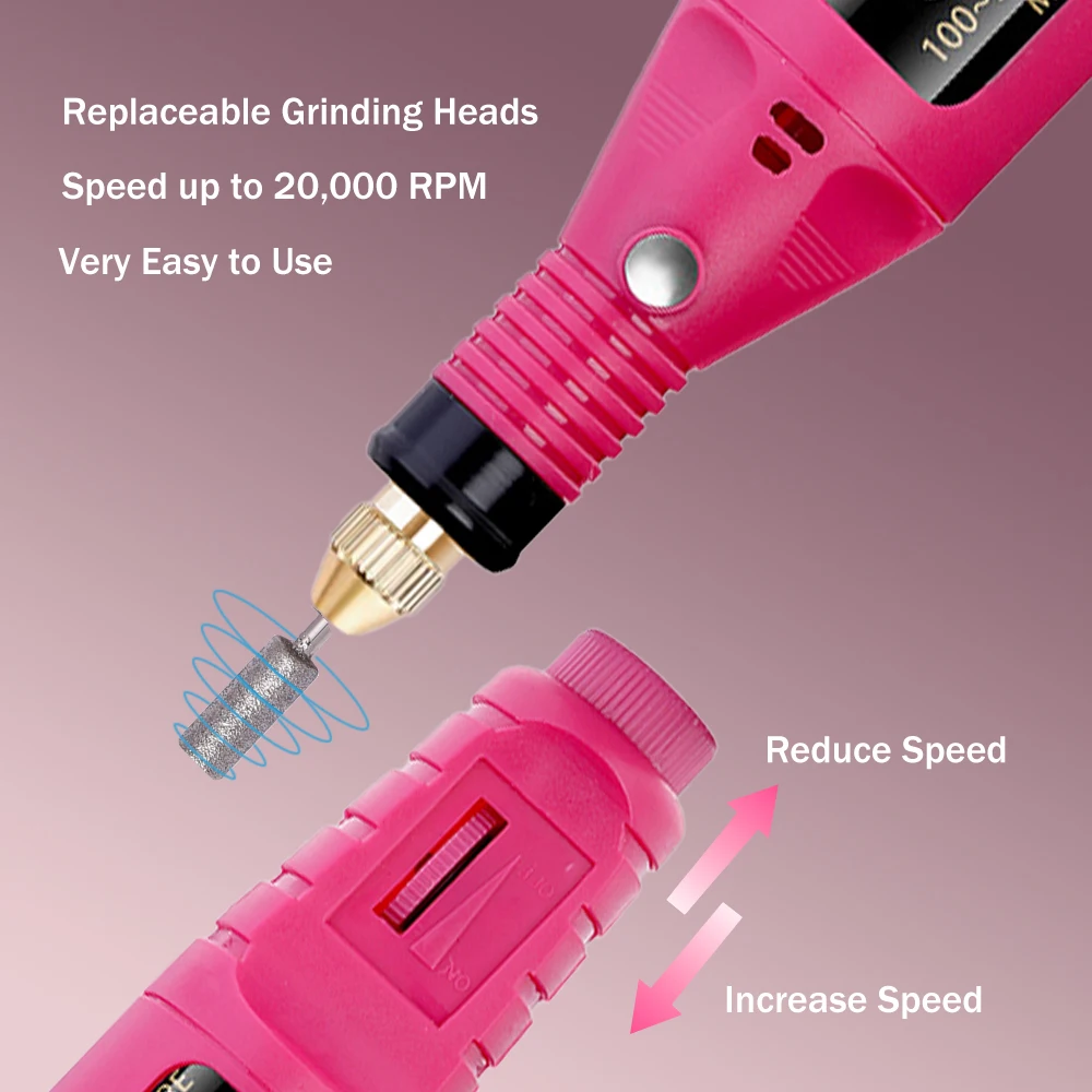 YIKOOLIN เจาะเล็บอะคริลิคชุด 20000 RPM ตะไบเล็บไฟฟ้าแบบพกพาเจล Remover เจาะ Bits ชุดเครื่องมือดูแลเล็บ