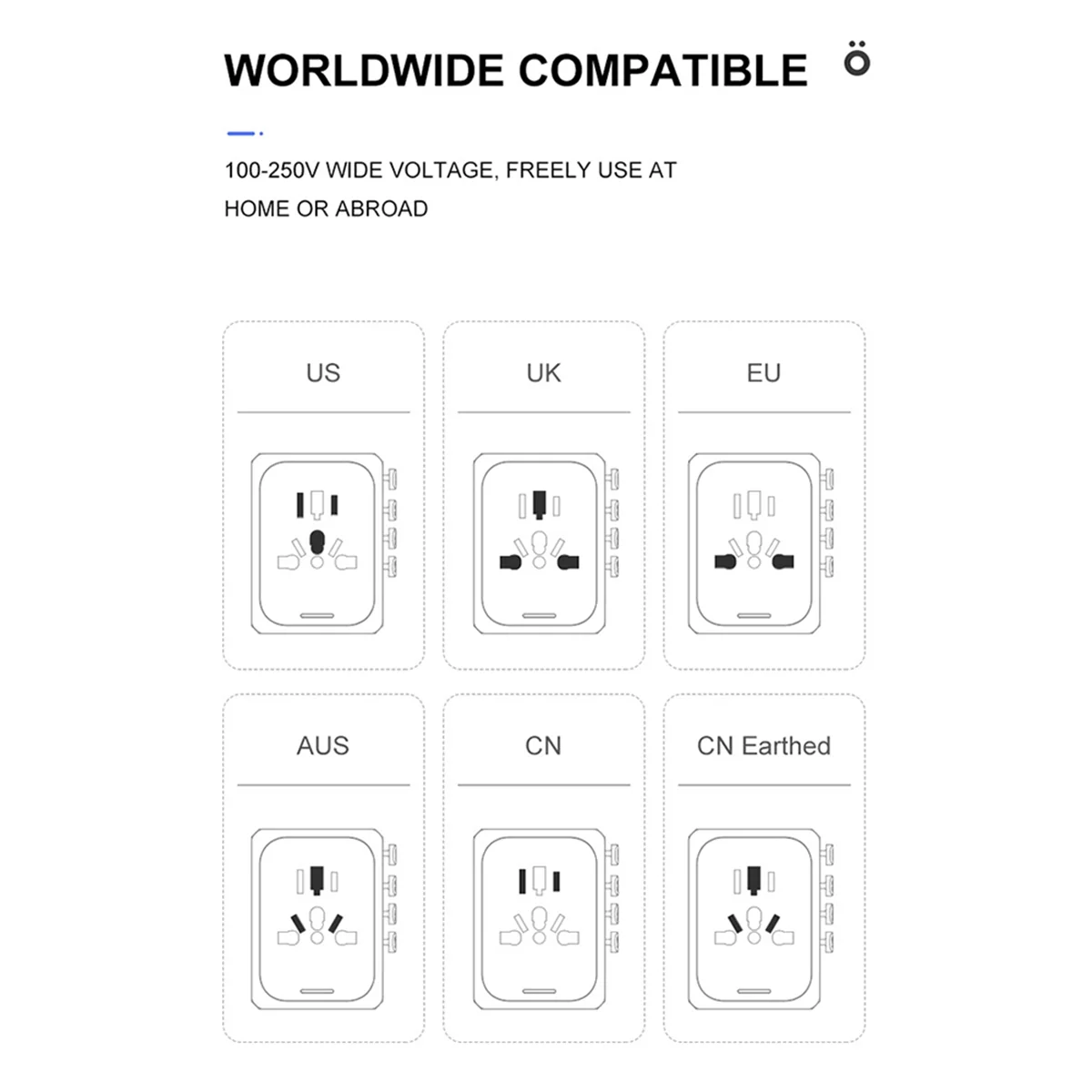 

Multifunctional Travel Charger Type C Socket 3USB Converter with Indicator Light for US EU UK AUS