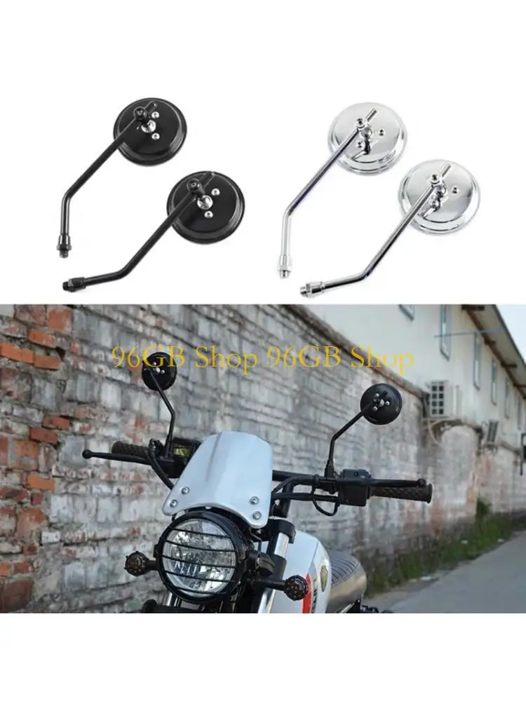 96GB Weather Resistant Wide Motorcycle Mirrors with Wide Coverage and Retro Aesthetic for Long Trips Simple Setup