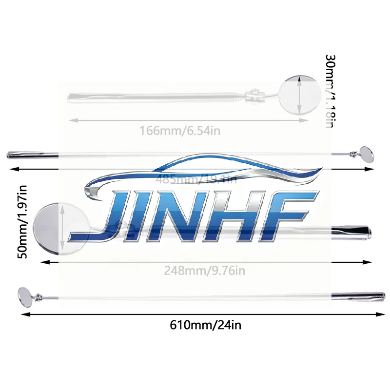 Pluma de observación de ángulo portátil para coche, lente de detección telescópica para coche, espejo redondo de inspección, 30/50MM