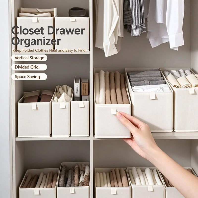 Underwear Socks Storage Box Foldable Pants Storage Box Wardrobe Clothes Storage Organizer Drawer Pants Storage Boxes for Bedroom