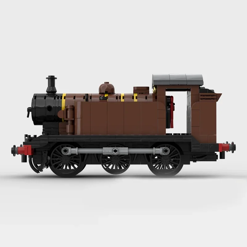 485pcs MOC Brown LBSC Railway E2 Class 0-6-0 Tank Engine Building Block Kit Cargo Carriage Vehicle Car Brick Model Toy Kid Gift